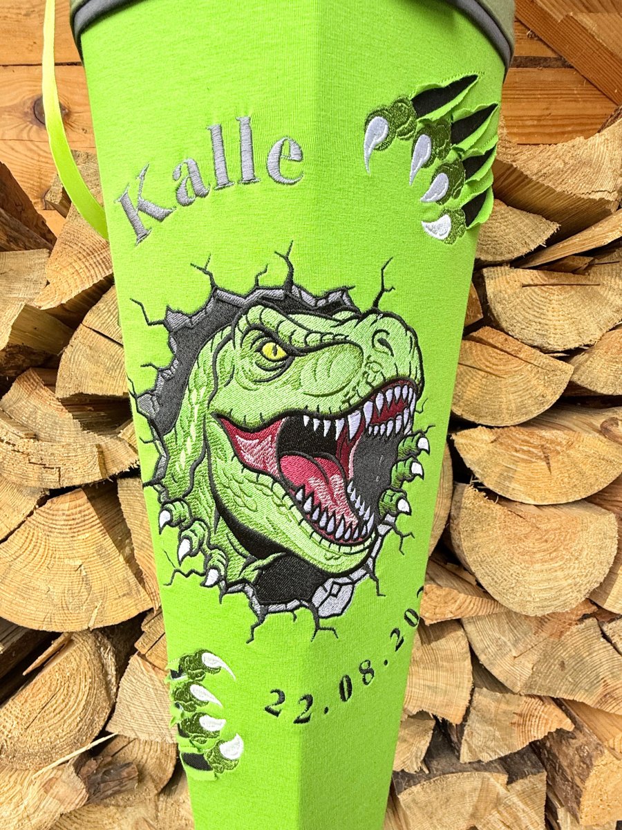 Personalisierte Zuckertüte mit Dino – 2-in-1 Schultüte & Kissen – Bild 3